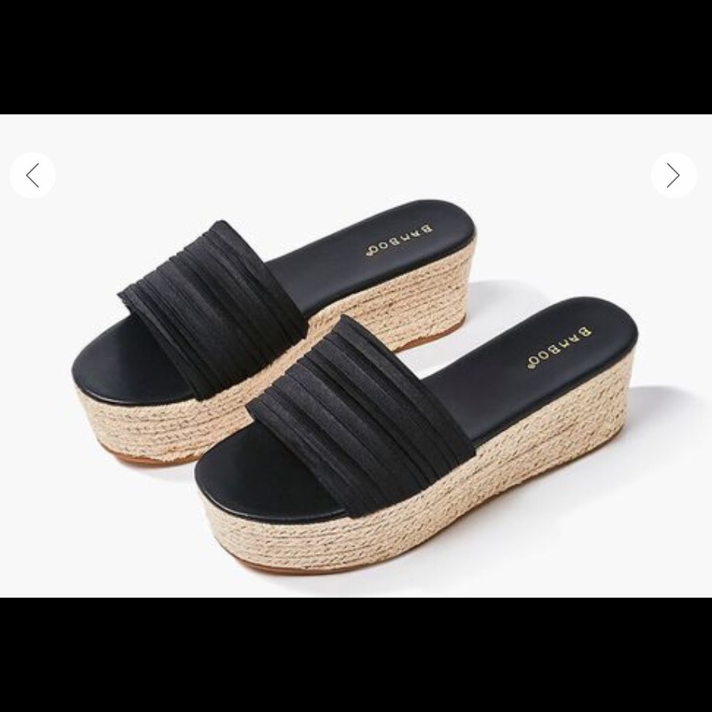 Black platform wedge sandals NWT